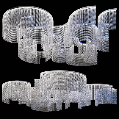 Modern Luxury Chandelier with Metal Mesh Multi-layered Design and Artistic Aesthetic 3d model