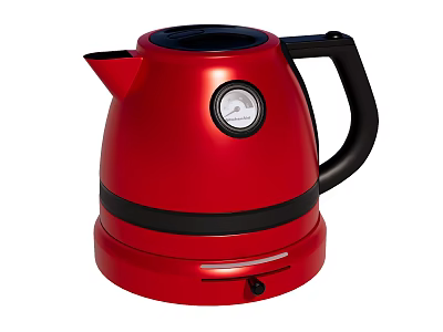 Sleek Red Electric Kettle With Black Handle And Round Dial As Daily Use Appliance 3d model