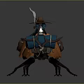 Fantasy Cartoon Beetle With Orange Shell Straw Hat Rider Blue Gear And Lantern