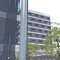 Sleek Modern Office Building Featuring Glass Curtain Wall And Tree Lined Avenue