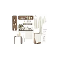 Stylish Bathroom Laundry Daily Essentials With Bottles Towels Shelves And Plants