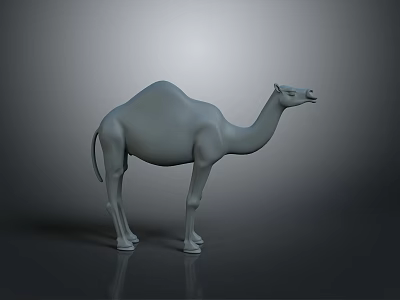 3D Rendered Camel Sculpture With Single Hump And Smooth Gray Surface On Dark Background 3d model