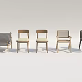 Five Modern Leisure Chairs With Wooden Frames And Various Design Details 3d model