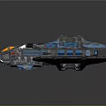 Futuristic Sci-Fi Spaceship Model With Blue Gray Body And Yellow Red Accents