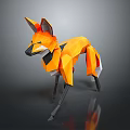 Designer Crafted Origami Style Orange Fox 3D Model With Geometric Details