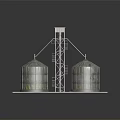 Rustic Industrial Silos With Number 4 And Metal Tower Structure