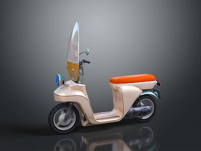 Vintage Cream Scooter With Orange Seat And Classic Windshield Design 3d model