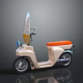 Vintage Cream Scooter With Orange Seat And Classic Windshield Design