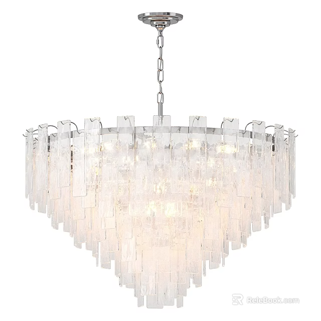 Elegant Transparent Long Strip Crystal Chandelier Modern Design Bright Lighting Fixture 3d model 