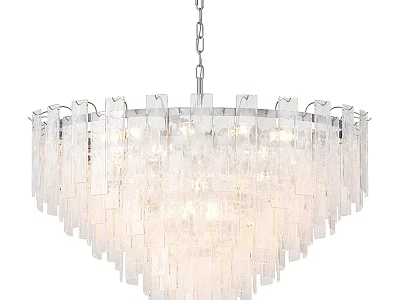Elegant Transparent Long Strip Crystal Chandelier Modern Design Bright Lighting Fixture 3d model