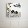 New Chinese Landscape Painting Blue Study Marine Natural Landscape Decorative Painting 3d model