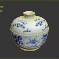 Traditional Blue And White Porcelain Jar With Lid And Dragon Cloud Patterns