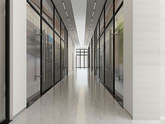 Modern Aisle Office Aisle Company Aisle Corridor Glass High Barrier Glass Partition Wall 3d model