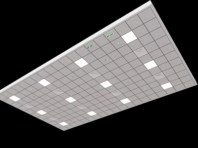 Modern Grid Ceiling Design With White Square Panels And Recessed Lighting 3d model