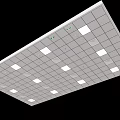Modern Grid Ceiling Design With White Square Panels And Recessed Lighting 3d model