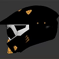 Sleek Futuristic Black Helmet With Yellow Accents Metallic Finish And Geometric Design