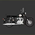 Vintage Royal Enfield Motorcycle With Black Leather Seat Chrome Engine And Spoked Wheels