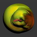 Artistic Pear with Green and Orange Gradient and Creative Carving Design Details