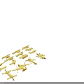 Set of Golden Helicopter Silhouettes Featuring Different Models on Black Background 3d model