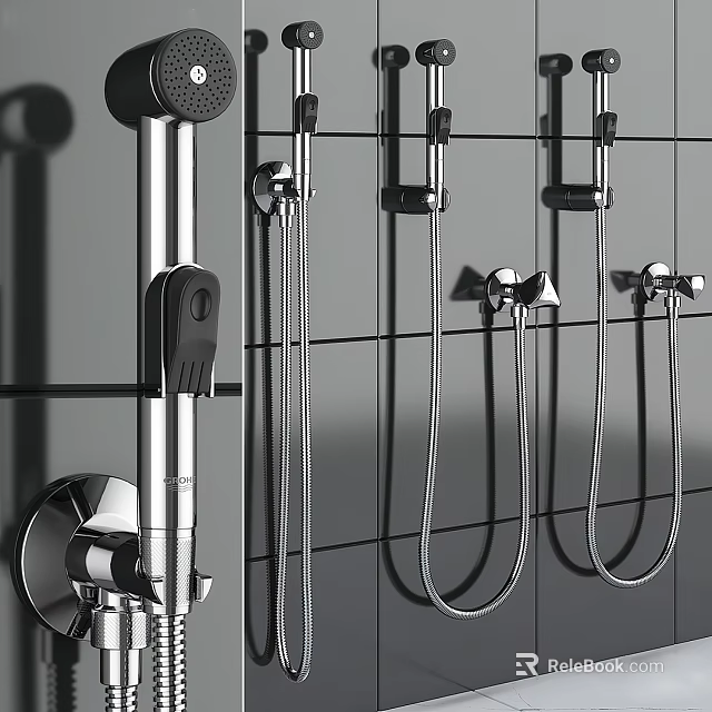 Modern Chrome Shower Head With Handheld Sprayer And Wall Mounted Design 3d model 