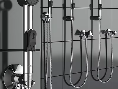 Modern Chrome Shower Head With Handheld Sprayer And Wall Mounted Design 3d model