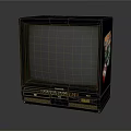 Vintage Retro Television With Dark Colored Body CRT Screen And Side Stickers Design