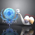 Blue Spiral Decorative Structure With Shell Base Branch Arms And Crystals