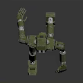 Green Humanoid Robot With Mechanical Skeleton Structure And Yellow Chest Emblem 3d model