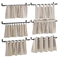Checkered Curtains with Various Styles Hanging on Black Curtain Rods