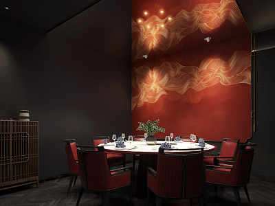 New Chinese Room Restaurant Box Room 3d model