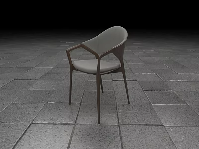 Modern Leisure Chair With Wooden Frame Gray Upholstery And Curved Back Design 3d model