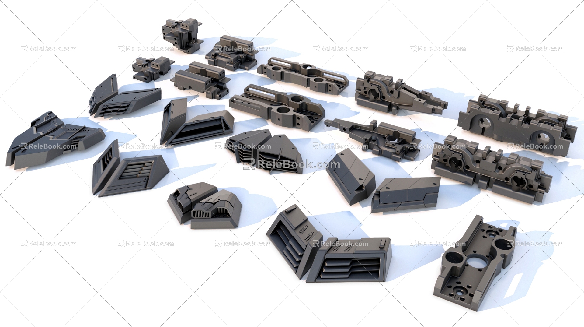 sci-fi mechanical parts hard surface combination 3d model