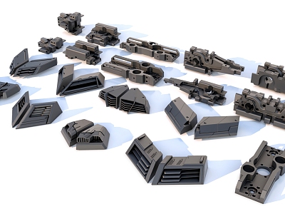 sci-fi mechanical parts hard surface combination 3d model