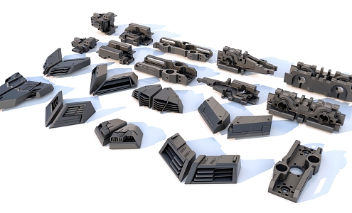 sci-fi mechanical parts hard surface combination 3d model