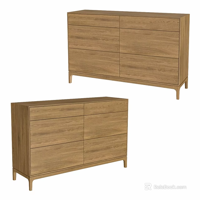 Modern Wooden Storage Cabinet Design With Multiple Drawers And Stable Structure 3d model
