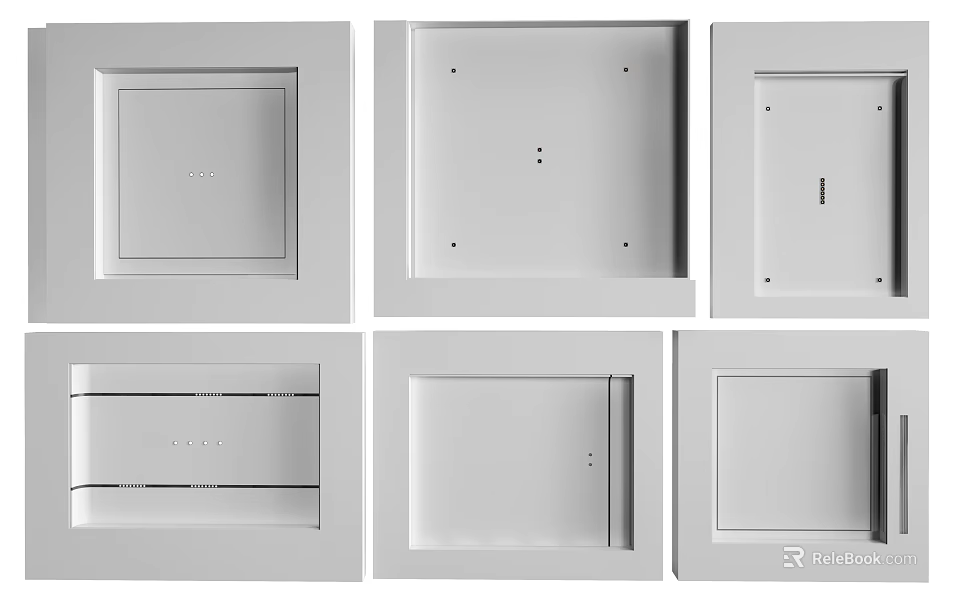 Modern Minimalist Ceiling Design With White Square Panels And Various Styles 3d model