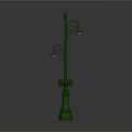 Green Outdoor Ornamental Street Lamp With Curved Arms And Vintage Design
