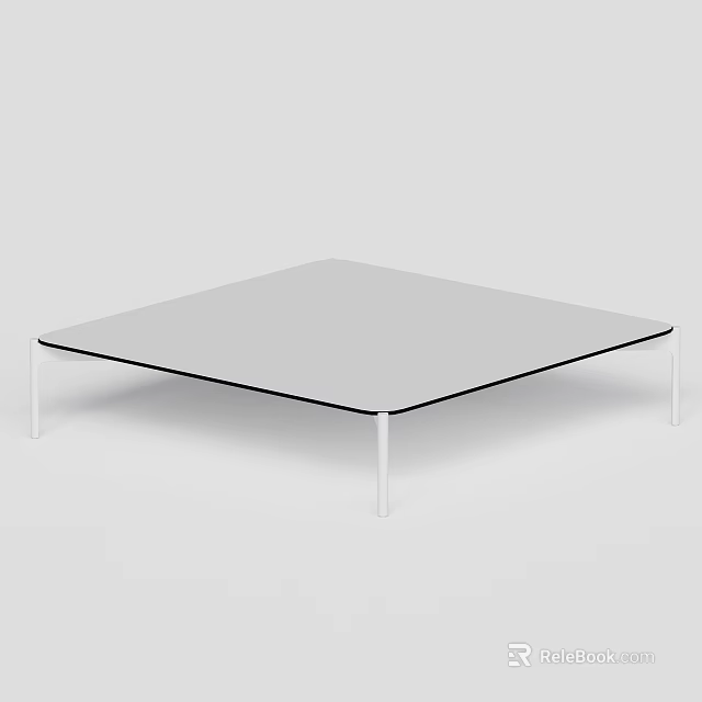 Sleek Modern Minimalist Coffee Table Design With White Top And Thin Metal Legs 3d model 
