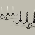 Modern Black Curved Candle Holders With White Straight And Twisted Candles
