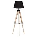 Modern Wooden Tripod Floor Lamp With Black Lampshade For Home Decoration