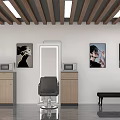 Modern Hair Beauty Salon Interior With Styling Chairs Mirrors Wooden Ceiling And Decorative Artworks