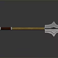 Medieval War Hammer With Wooden Handle And Metal Spiked Head Design