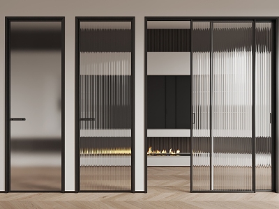 Modern Glass Door Minimalist Glass Door 3d model