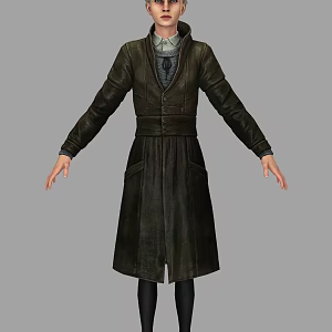 Young Beauty Foreigner Game Coat Beauty Women Sexy Shoes Pants Leather Coat 3d model