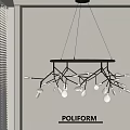 Modern Branch Shaped Chandelier With Black Frame And White Globe Lights 3d model