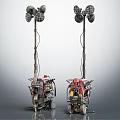 Industrial Portable Lighting Equipment With Red Base Wheels And Multiple Lamp Heads