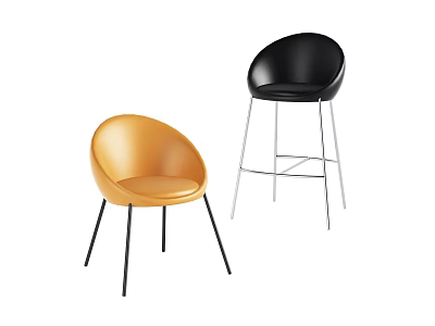 Modern Bar Stools Featuring Golden And Black Seats With Sleek Metal Legs 3d model