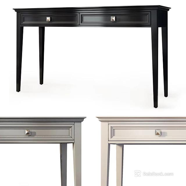 Modern Functional Desk With Drawer Storage And Sleek Metal Handles In Minimalist Design 3d model 