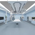 Modern Operating Room Interior With Surgical Lights Medical Equipment And Digital Displays