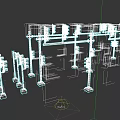 Modern Urban Architecture With Multiple Traffic Signal Poles And White Bases